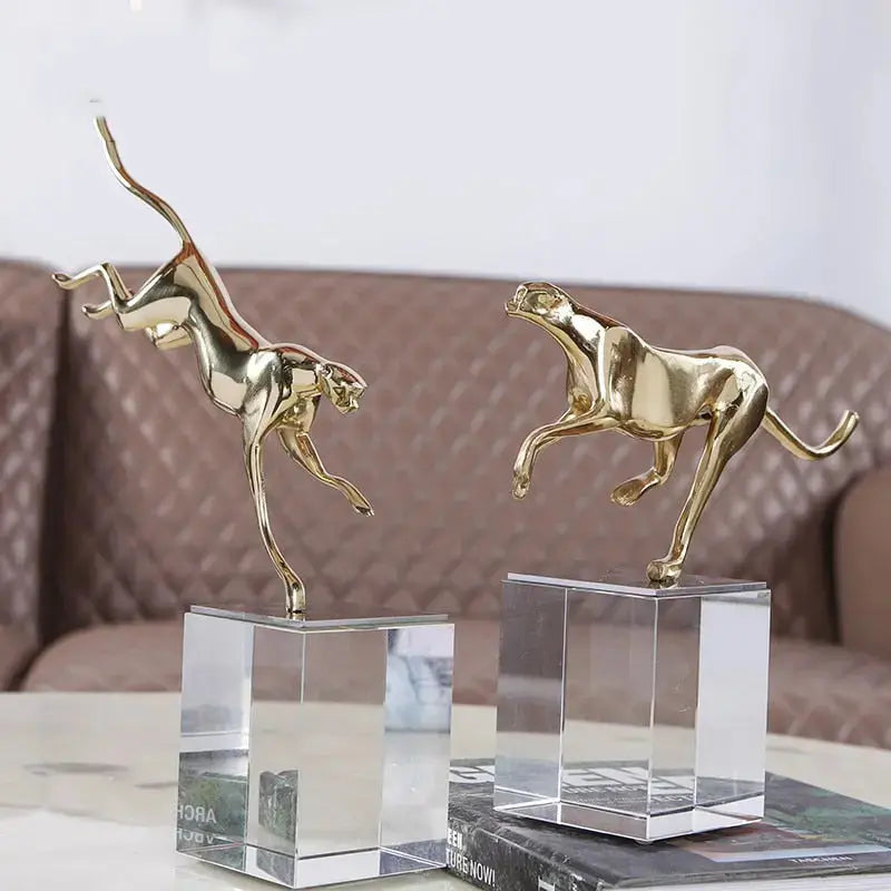 Fierce Jaguar Copper Sculpture freeshipping - Decorfaure