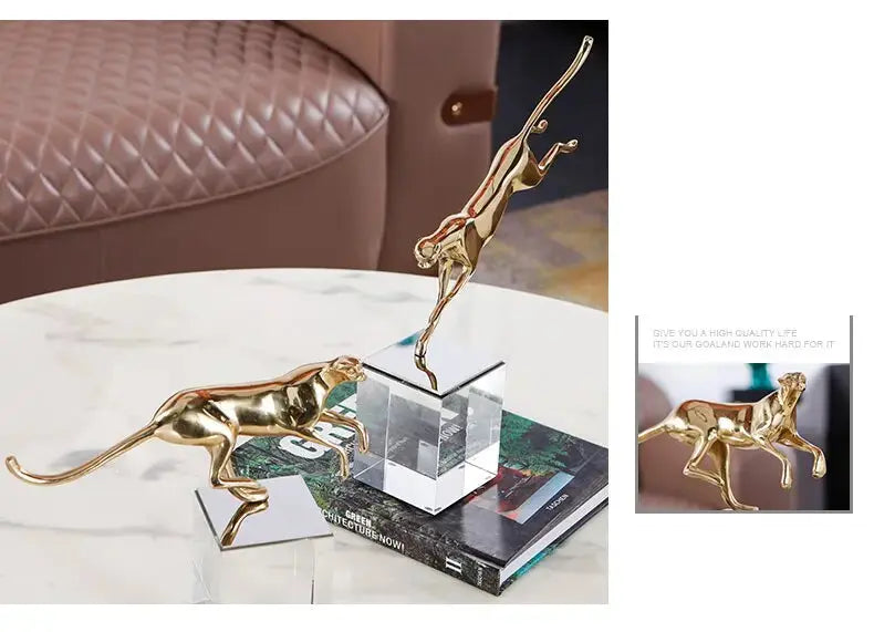 Fierce Jaguar Copper Sculpture freeshipping - Decorfaure