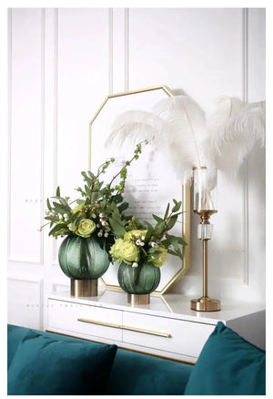Glass Vase with Metal Base freeshipping - Decorfaure