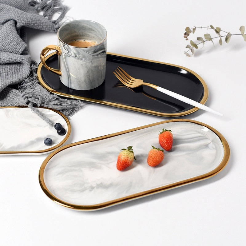 Royale Marble Ceramic Platter Decorfaure