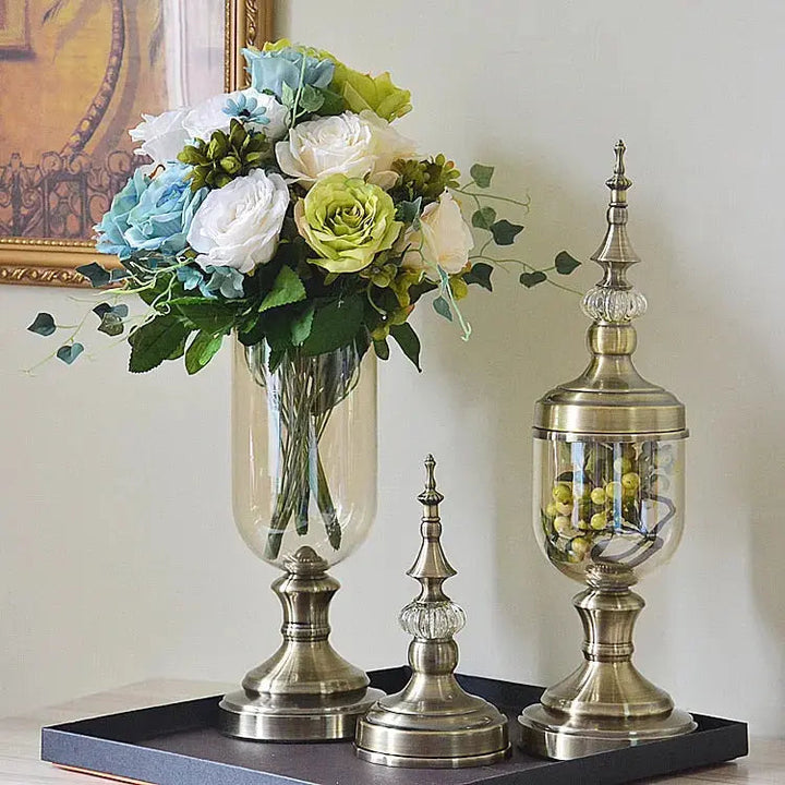 Mahogany Metal Glass Vase freeshipping - Decorfaure