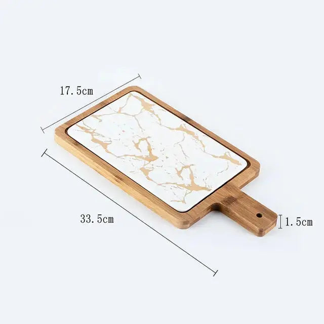 Marble Texture Platter With Gold Inlay freeshipping - Decorfaure