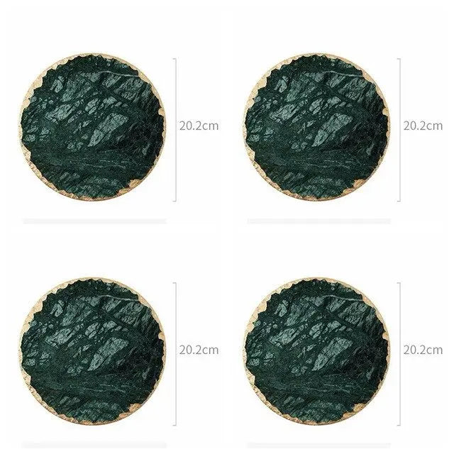 Real Emerald Marble Coaster with Gold Inlay- Heat Resistant freeshipping - Decorfaure