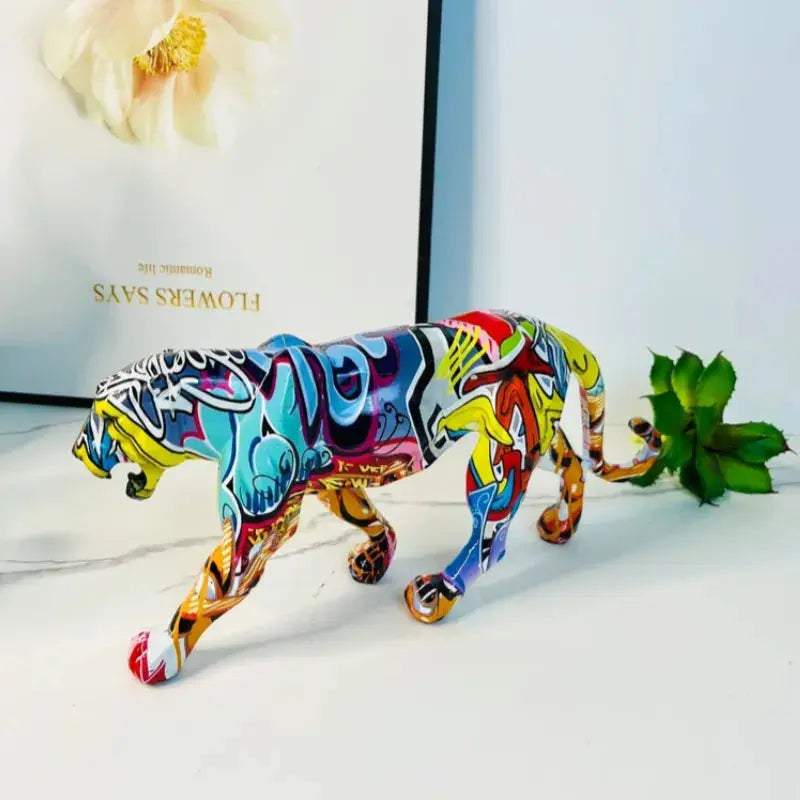 Colorful Art Leopard Statue Decorfaure