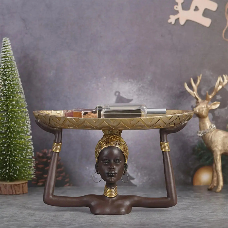 Mala African Statue Tray Decorfaure