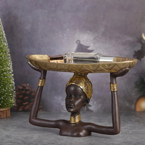 Mala African Statue Tray Decorfaure