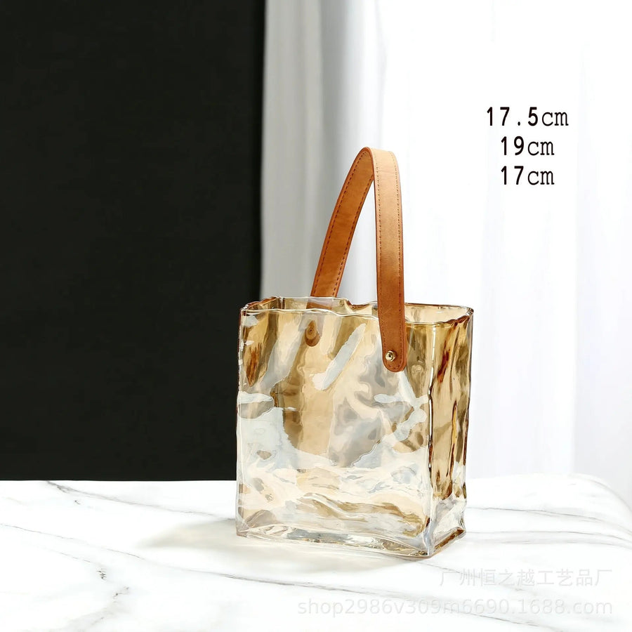 Glass Hand Bag Vase Decorfaure
