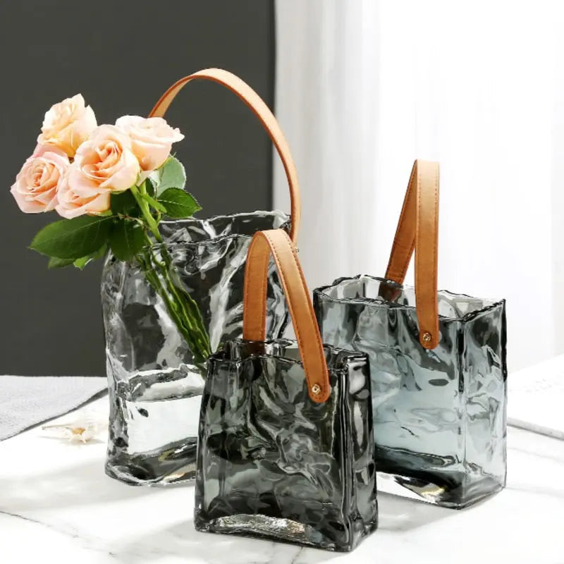 Glass Hand Bag Vase Decorfaure