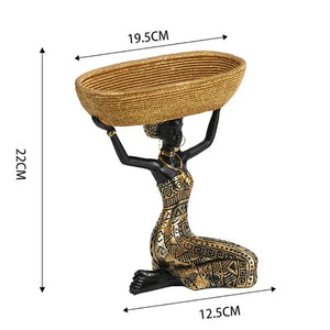 African Tray Girl  Sculpture Decorfaure