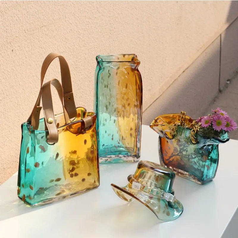 Glass Hand Bag Vase Decorfaure