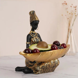 African Tray Girl  Sculpture Decorfaure