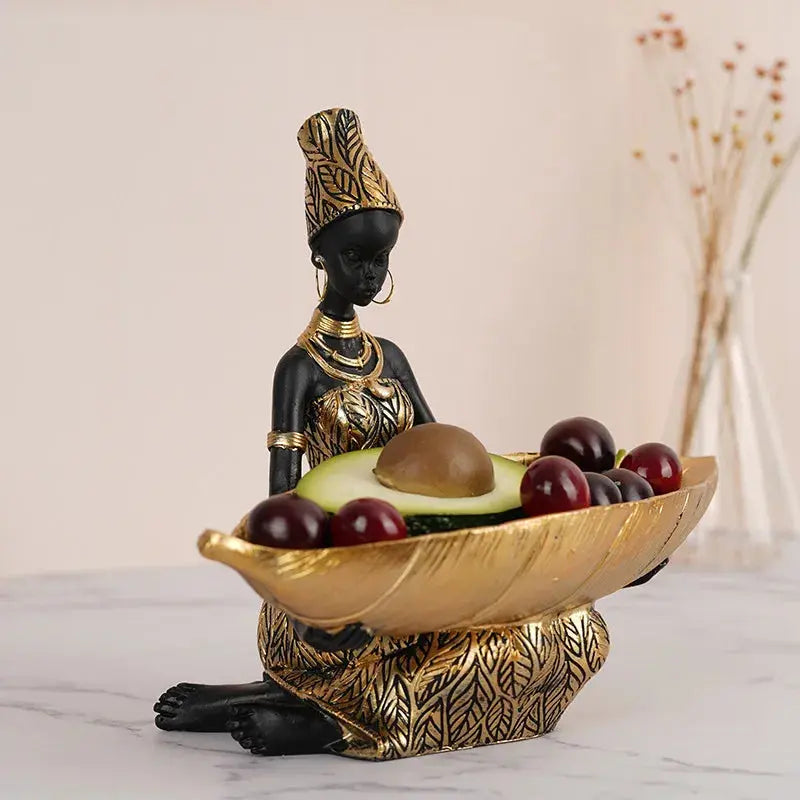 African Tray Girl  Sculpture Decorfaure