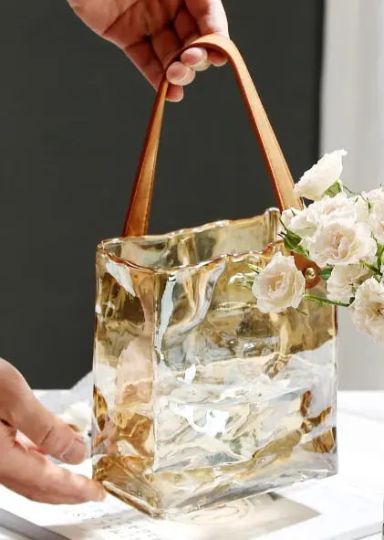 Glass Hand Bag Vase Decorfaure