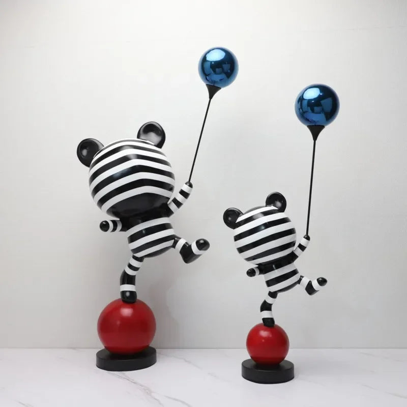 Striped Balloon Bear Statue Decorfaure UK