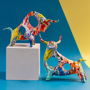 Graffiti Bull Sculpture Decorfaure