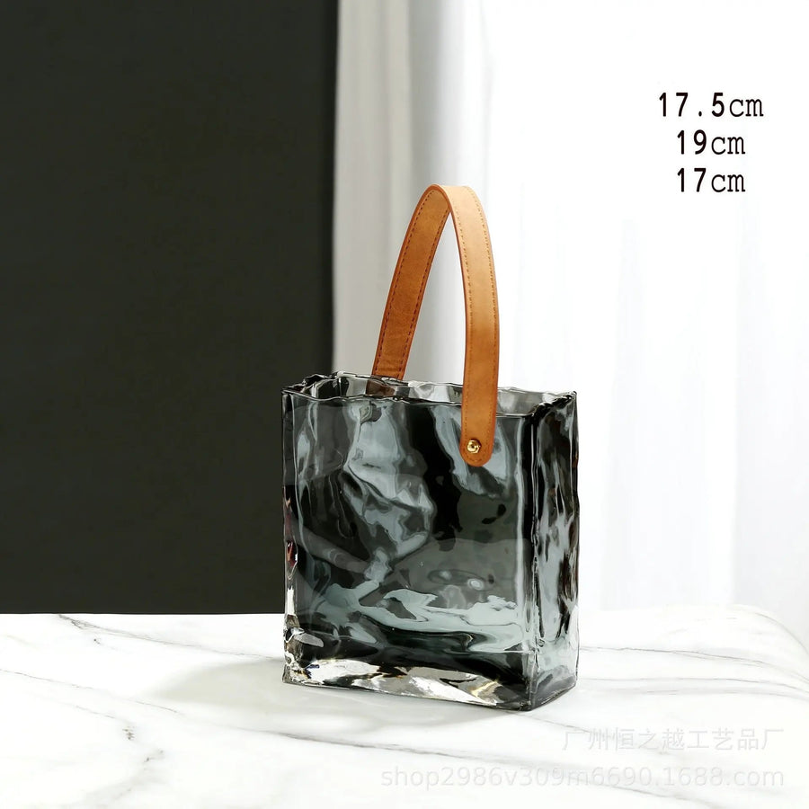 Glass Hand Bag Vase Decorfaure