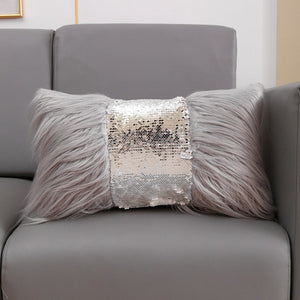 Sequin Fur Cushion Cover Decorfaure