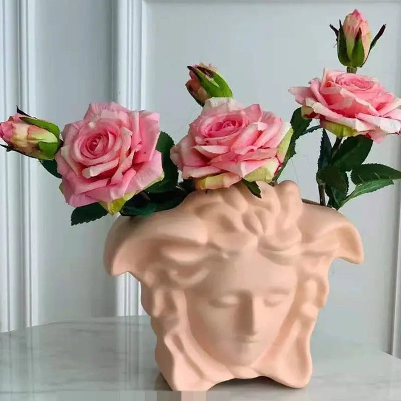 Medusa Human Face Vase Decorfaure