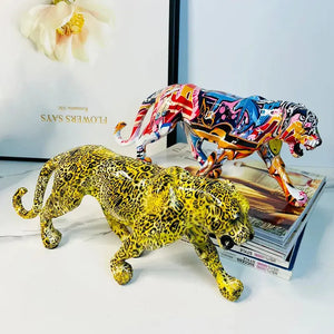 Colorful Art Leopard Statue Decorfaure