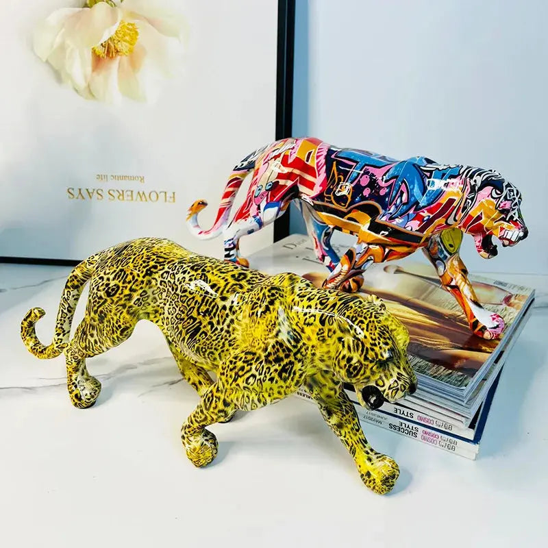 Colorful Art Leopard Statue Decorfaure