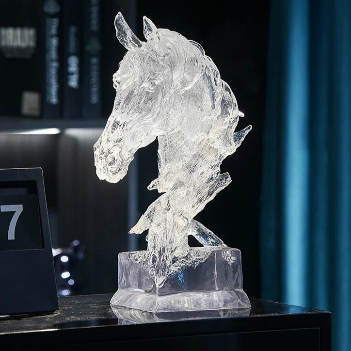 Transparent Horse Head Statue - Decorfaure