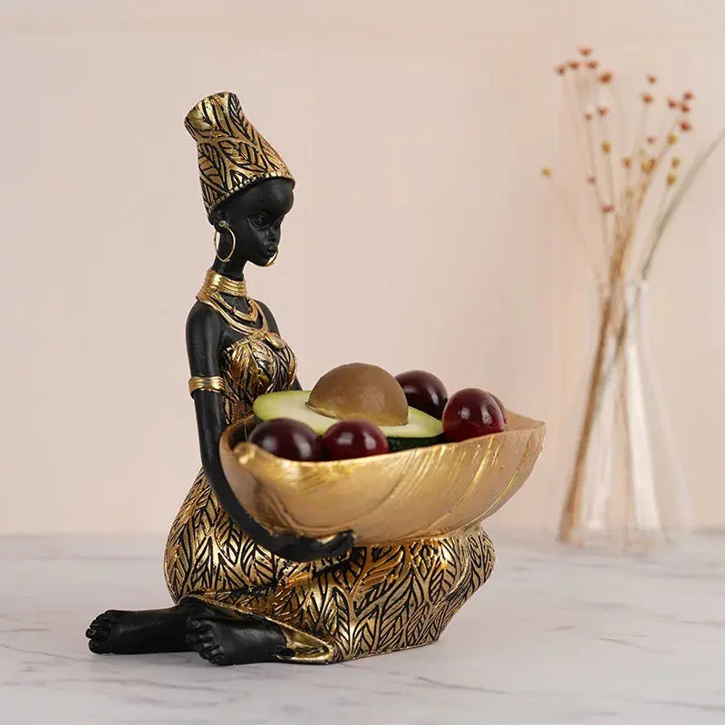 African Tray Girl  Sculpture Decorfaure