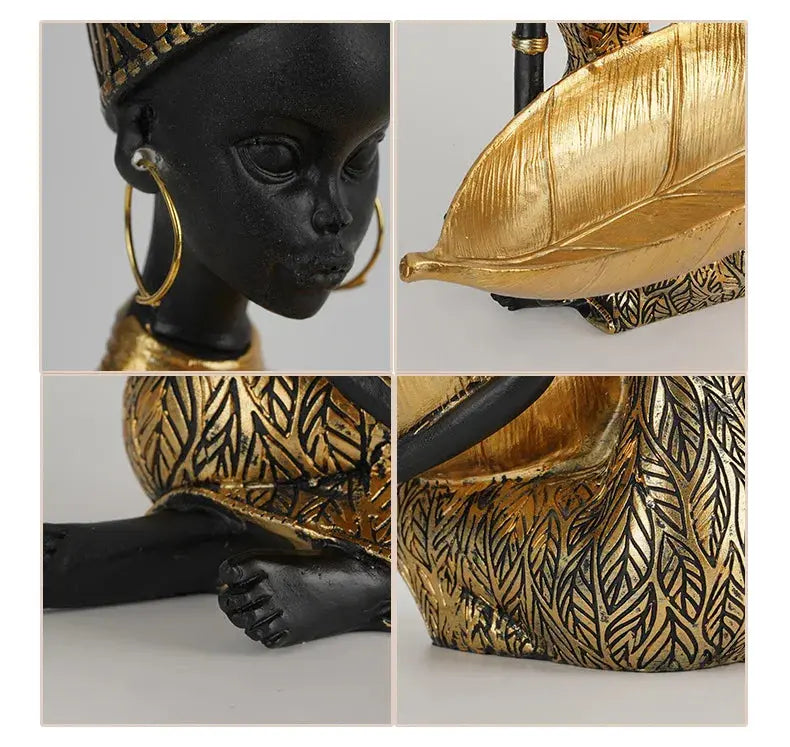 African Tray Girl  Sculpture Decorfaure