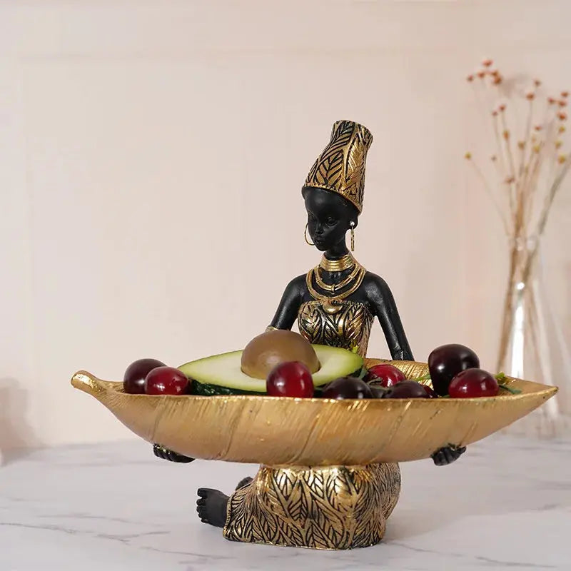 African Tray Girl  Sculpture Decorfaure