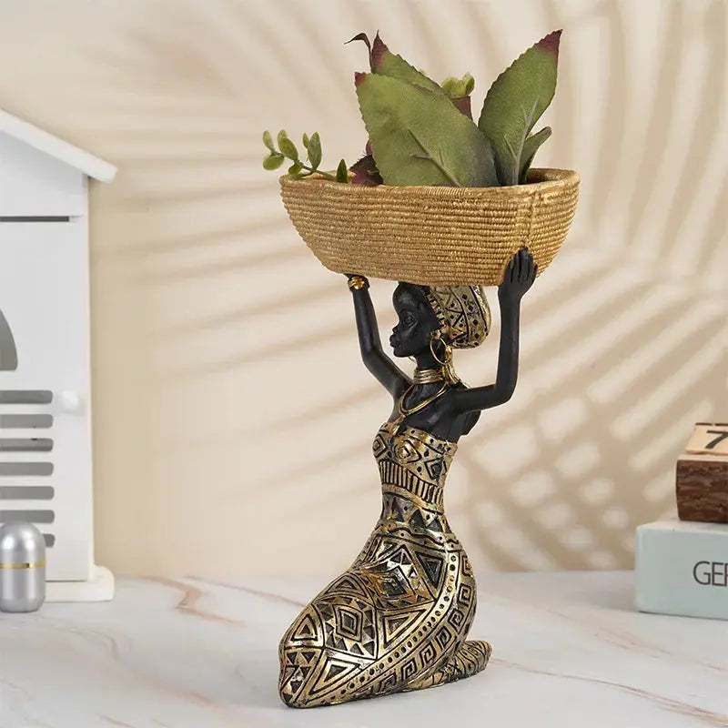 African Tray Girl  Sculpture Decorfaure