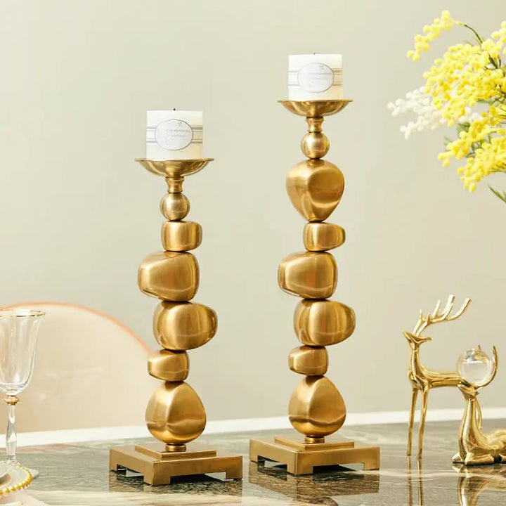 Stone Stack Alloy Candle Holder freeshipping - Decorfaure